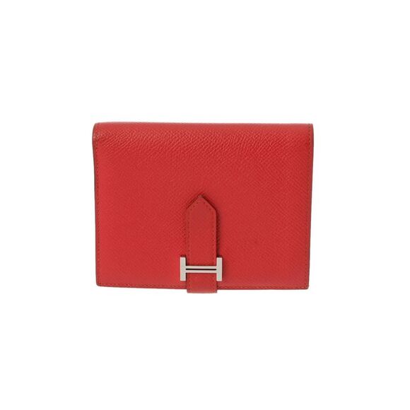 Pre Loved Hermes Luxury Leather Wallet with Box and Coin Case Unisex Red - Picture 2 of 8